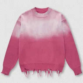 Aidase Vintage Sweaters Men Streetwear Hip Hop Knitted Pullover Sweater Gradient Color Black Harajuku Sweater Jumper for Male