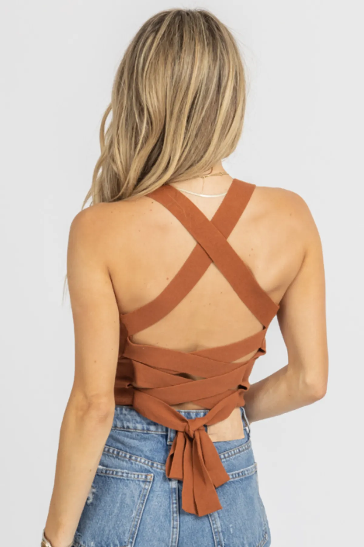 BROWN TIE BACK KNIT CAMI *BACK IN STOCK*