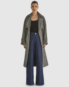 Charmer Trench Coat Black/Cream Black