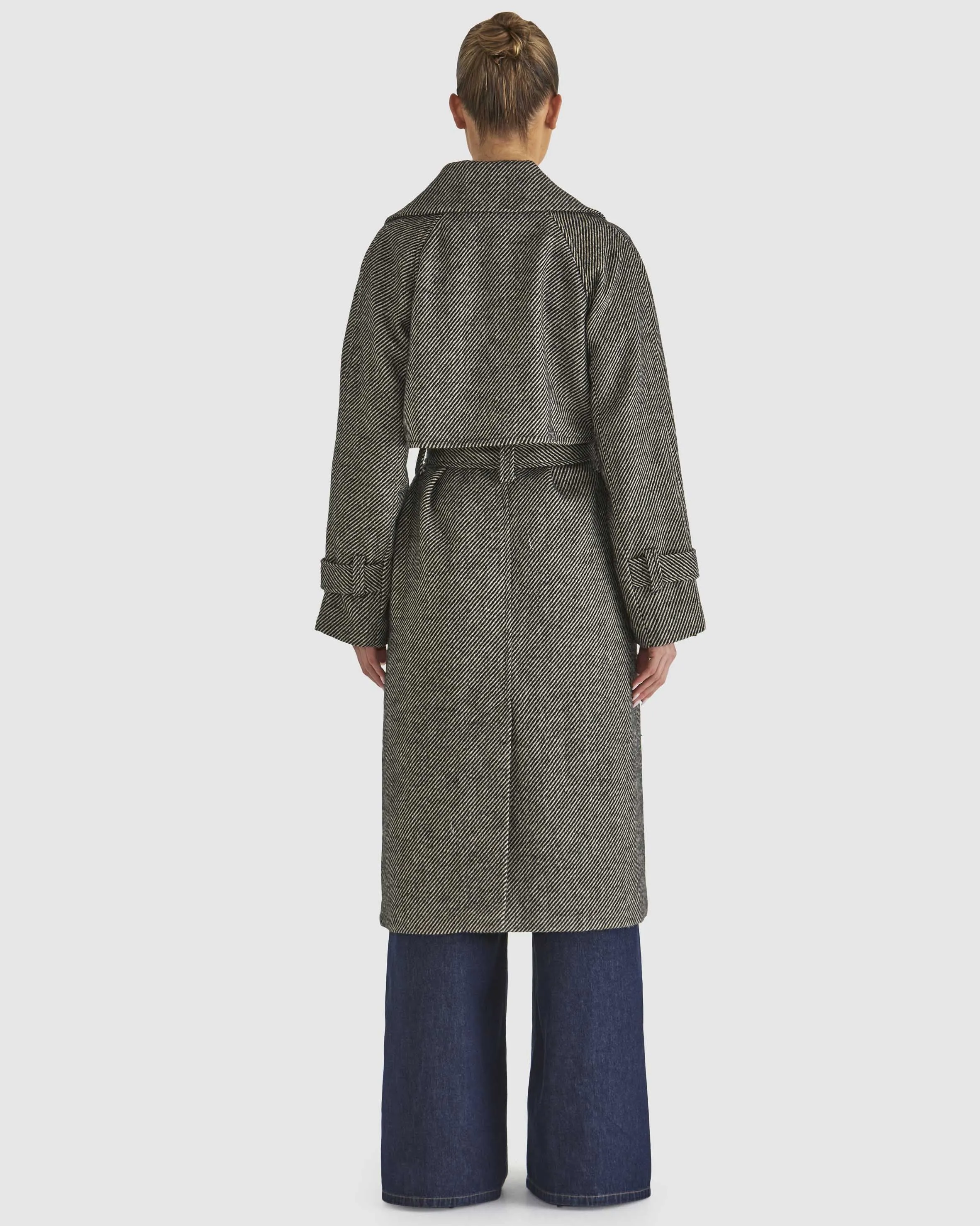 Charmer Trench Coat Black/Cream Black