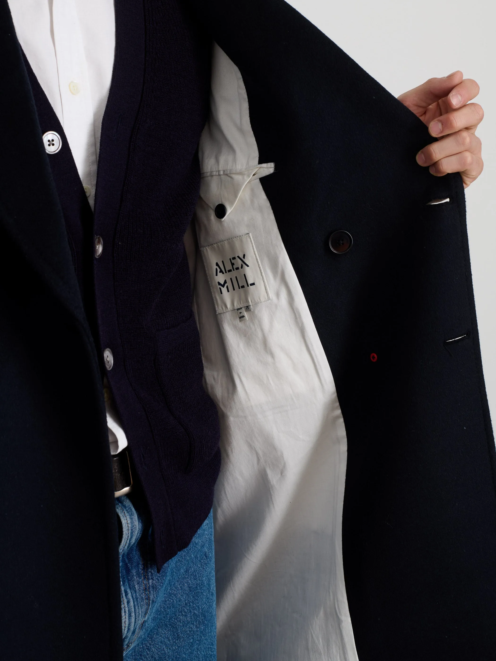 James Double Breasted Top Coat In Wool