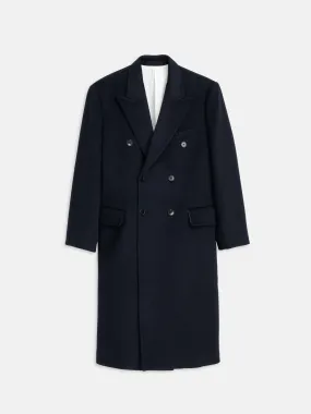 James Double Breasted Top Coat In Wool