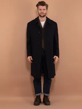 Vintage 70's Men Pure New Wool Coat in Blue