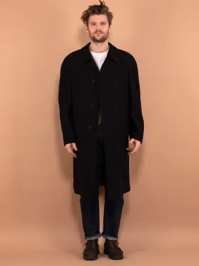Vintage 80's Men Pure New Wool Coat in Blue
