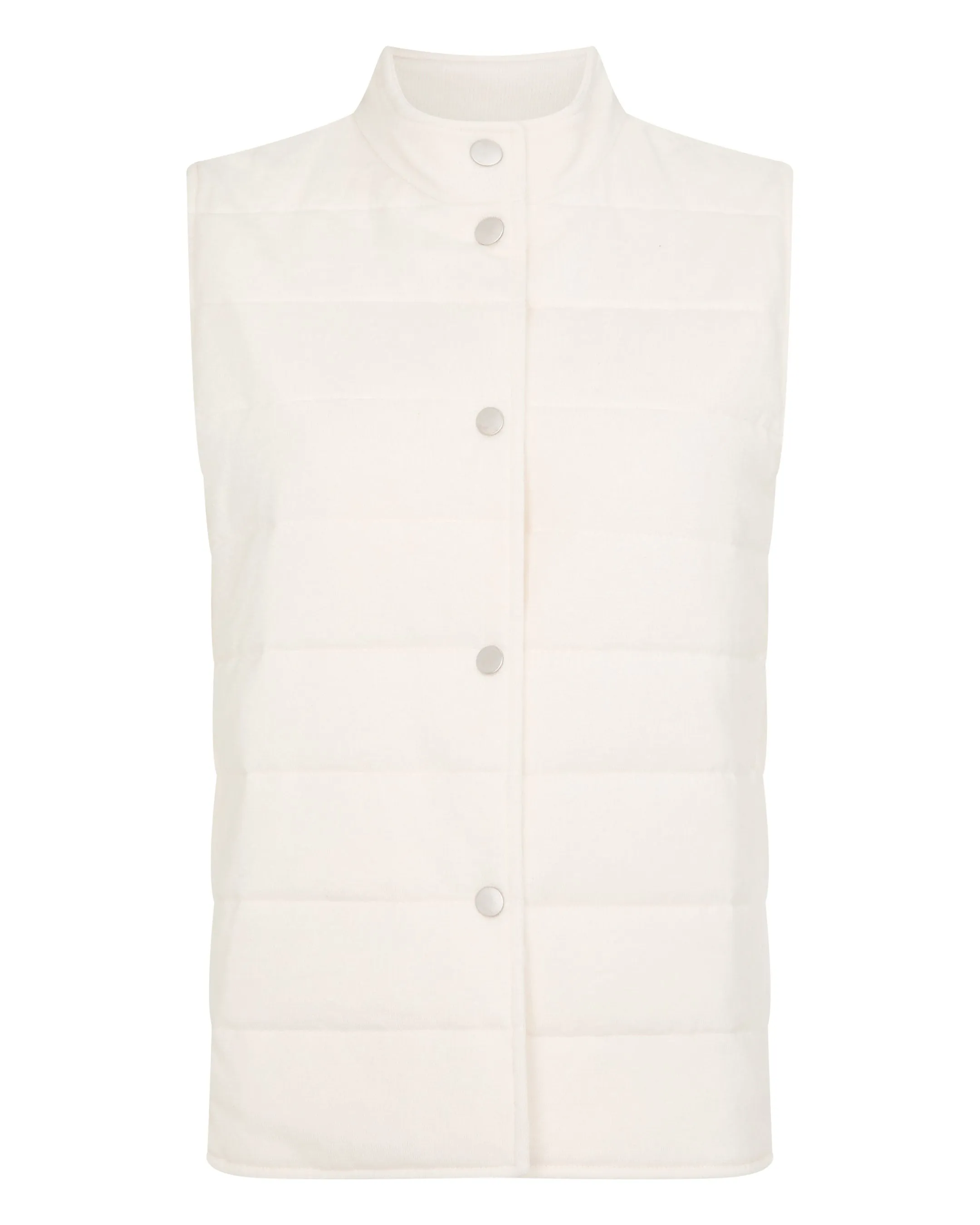Women's Button Through Cotton Blend Quilted Gilet New Ivory White